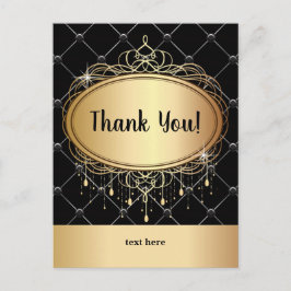 goud, elegant, zwart, glitter, bedankt! briefkaart