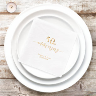 Goud   Elegante 50e trouwverjaardag Folie Servetten