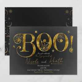 Goud Elegante BOO Magische Halloween Verlovingsrin Kaart