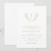 Goud Elegante Eenvoudige Kersenbloesem Monogram Kr Kaart (Voorkant / Achterkant)