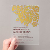 Goud - Elegante Hibiscus Beach bruiloft Acryl Uitnodigingen (Insitu (Draagbaar))