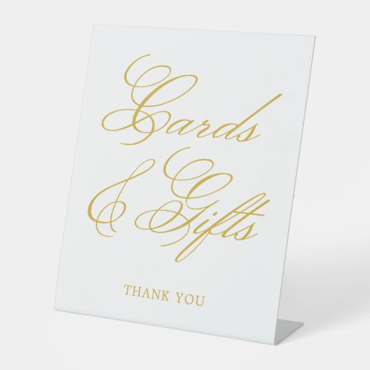 Goud Elegante Kalligrafie Trouwkaarten & Geschenke Reclamebord Met Voetstuk (Voorkant)