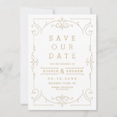 Goud Elegante moderne klassieke bruiloft sparen de Save The Date (Voorkant)