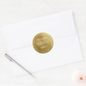 Goud | Elegante moderne toekomst Mr en Mrs. Ronde Sticker (Envelop)