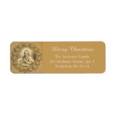 Goud Elegante Religieuze Vrolijke Kerstmiskerststa Etiket (Voorkant)