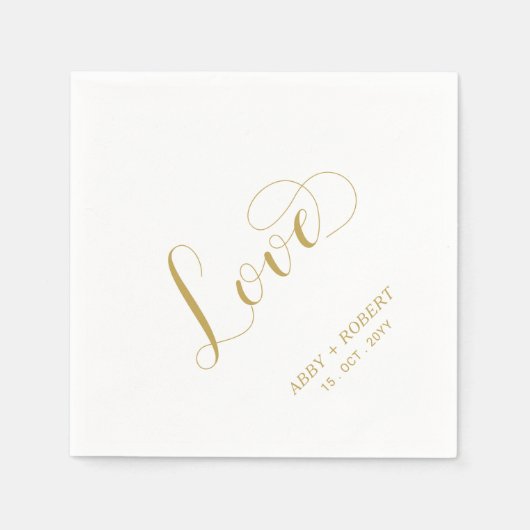 Goud | Elegante stijlvolle belettering liefde brui Servet (Voorkant)