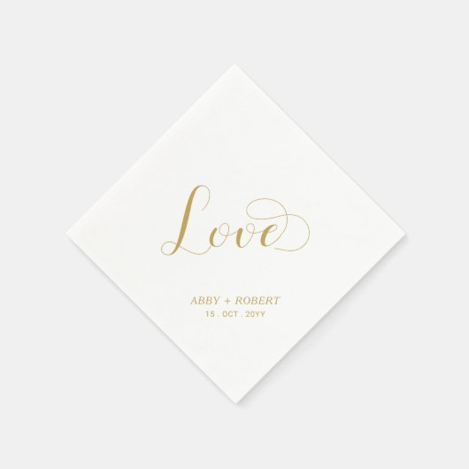 Goud | Elegante stijlvolle belettering liefde brui Servet (Hoek)