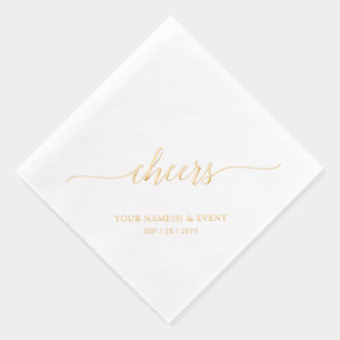 Goud Elegante stijlvolle lettertypografie Cheers Folie Servetten