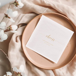 Goud   Elegante stijlvolle lettertypografie Cheers Folie Servetten
