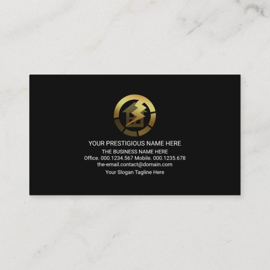 Goud elektrisch netsnoer visitekaartje (Achterkant)