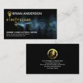 Goud elektrotechnisch signaal Blauwe Elektrische l Visitekaartje (Voorkant / Achterkant)