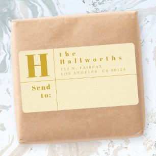 Goud en amandelen Modern Bold Block Return-adres Etiket