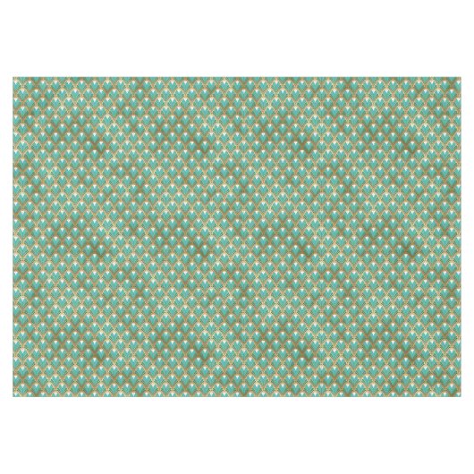 Goud en Aqua Art Deco Geometric Tafelkleed (Voorkant (Horizontaal))