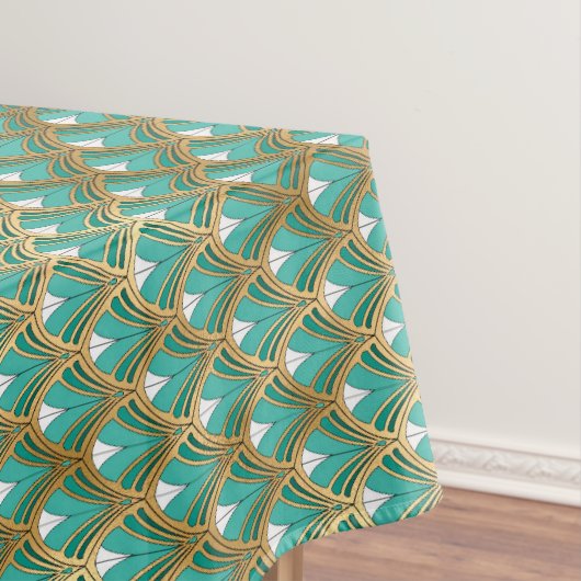Goud en Aqua Art Deco Geometric Tafelkleed (Voorbeeld)