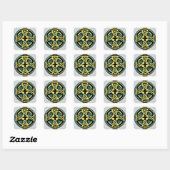 Goud en Aqua Circle Cross-Sticker Vierkante Sticker (Vel)