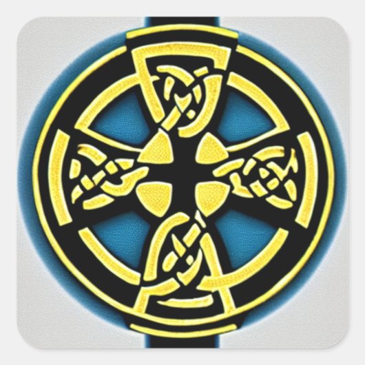 Goud en Aqua Circle Cross-Sticker Vierkante Sticker (Voorkant)