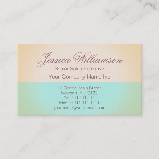 Goud en Aqua Elegant, hedendaagse Dame's Chic Visitekaartje (Voorkant)