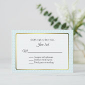 Goud en Aqua Lijst Wedding RSVP (Staand voorkant)