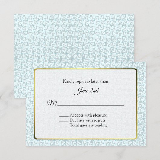 Goud en Aqua Lijst Wedding RSVP (Voorkant / Achterkant)