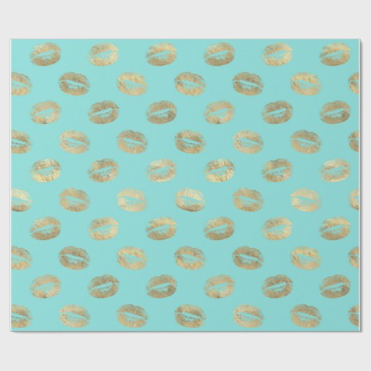 Goud en Aqua Lips Inpakpapier (Vlak)