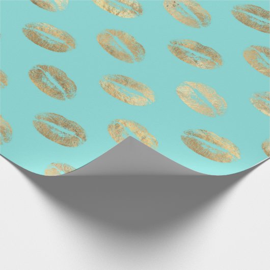 Goud en Aqua Lips Inpakpapier (Hoek)