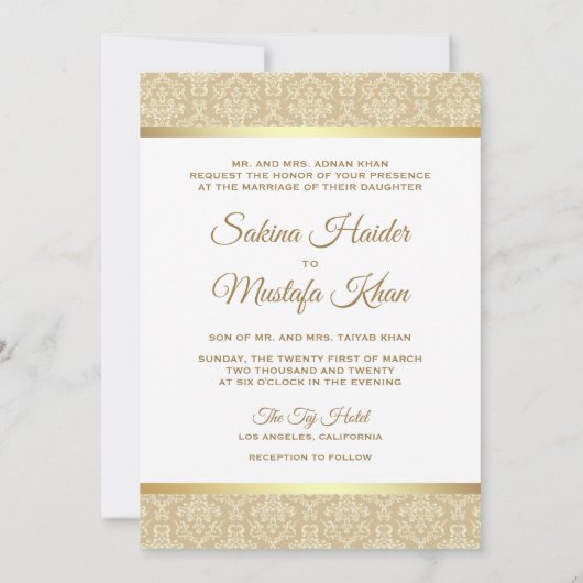 Goud en beige Damask Islamitische Weduwschap tusse Kaart