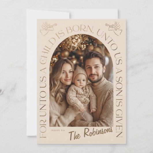 Goud en beige engel feestdagenkaart (Voorkant)