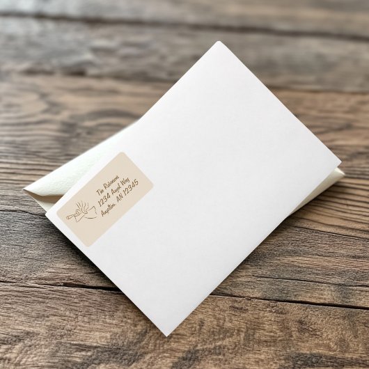 Goud en beige engel retouradres etiket