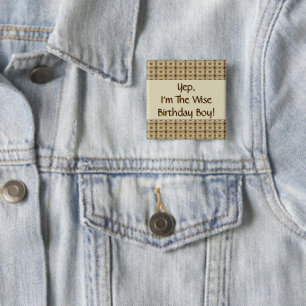 Goud en beige met donkerbruin vierkante button 5,1 cm