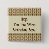 Goud en beige met donkerbruin vierkante button 5,1 cm (Voorkant)