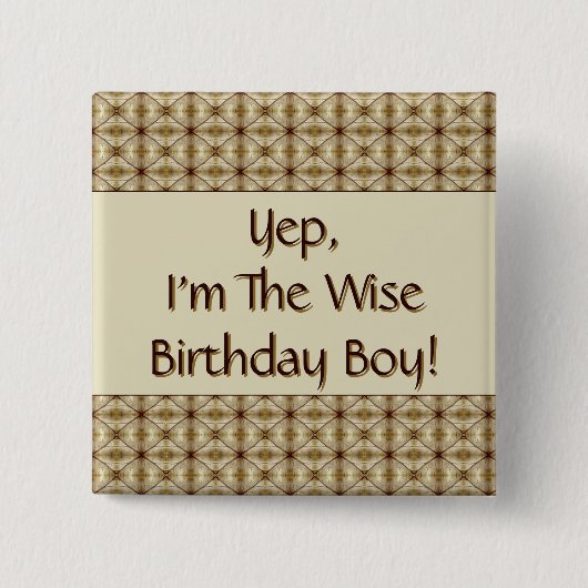 Goud en beige met donkerbruin vierkante button 5,1 cm (Voorkant)