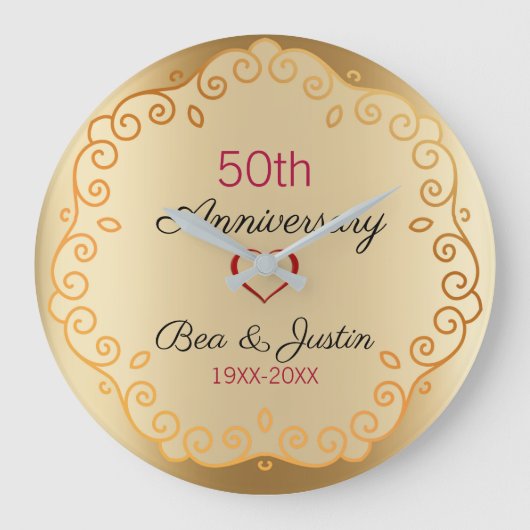 Goud en beige Ornament van Floral Grote Klok (Voorkant)