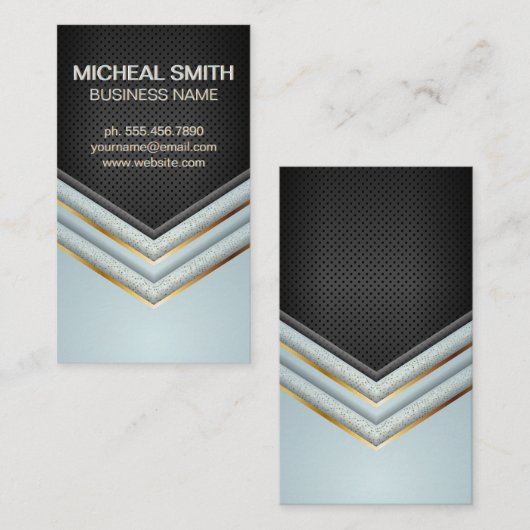 Goud en bespaarde luxe geometrisch visitekaartje (Voorkant / Achterkant)