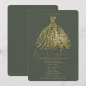 Goud en bijtend groen botanisch dress-Vrijgezellen Kaart (Voorkant / Achterkant)