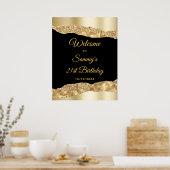 Goud en Black Glam Tears Verjaardag Welkom Poster (Keuken)