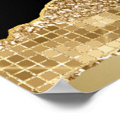 Goud en Black Glam Tears Verjaardag Welkom Poster (Hoek)