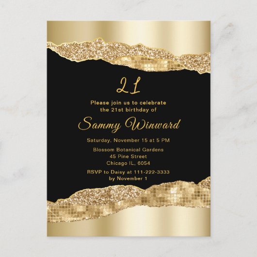 Goud en Black Glam Tears Verjaardagsfeest Briefkaart (Voorkant)