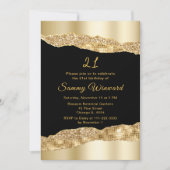 Goud en Black Glam Tears Verjaardagsfeest Kaart (Voorkant)