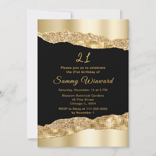 Goud en Black Glam Tears Verjaardagsfeest Kaart (Voorkant)