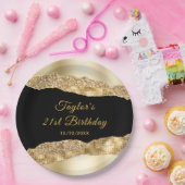 Goud en Black Glam Tears Verjaardagsfeest Papieren Bordje (Feest)