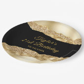 Goud en Black Glam Tears Verjaardagsfeest Papieren Bordje (Gekanteld)