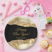 Goud en Black Glam Tranen Gelukkig Nieuwjaar Papieren Bordje (Feest)