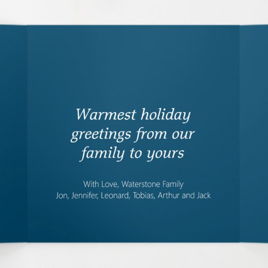 Goud en blauw 4 Kerstmis Drieluik Kaart (Binnenkant midden)