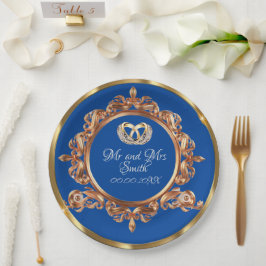 Goud en Blauw Aangepaste Weddenschap Papieren Bordje