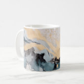 Goud en blauw abstract koffiemok (Voorkant links)