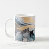 Goud en blauw abstract koffiemok (Links)