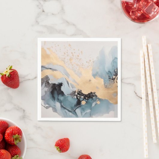 Goud en blauw abstract servet (Insitu)