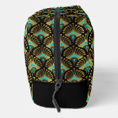 Goud en Blauw Art Deco Patroon Monogram Duffle Ba Toilettasje (Rechts)