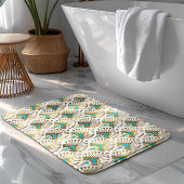Goud en blauw Art Deco patroon op wit Badmat