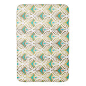 Goud en blauw Art Deco patroon op wit Badmat (Voorkant Verticaal)